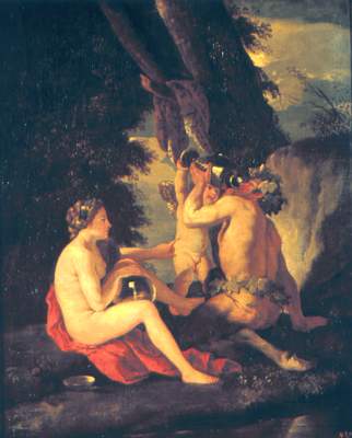 Сатир и нимфа.  Картина Н. Пуссена.  Около 1630 г.